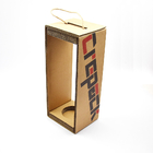 Caixa de vinho vermelho simples de papel ondulado com caixas de presentes rígidas de corda portáteis