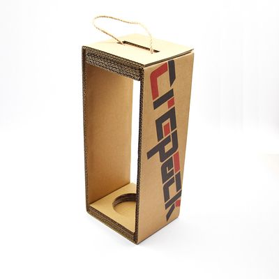 comprar Caixa de vinho vermelho simples de papel ondulado com caixas de presentes rígidas de corda portáteis online manufacture