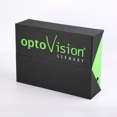 comprar preto da porta dobro e caixa de presente luxuosa do cartão de couro verde do plutônio com a inserção personalizada da esponja do entalhe online manufacture