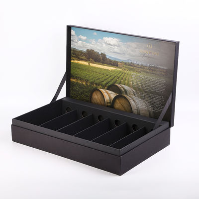 comprar Papel preto rígido de Tailered com a caixa de empacotamento do vinho da garrafa da textura 6 com inserção do cartão online manufacture