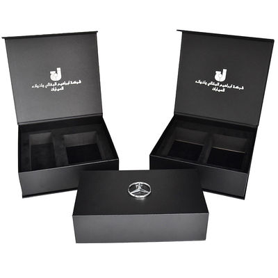 comprar Preto feito sob encomenda do papel de envolvimento da caixa de presente magnética rígida de couro do plutônio com EVA Inlay Metal Logo online manufacture