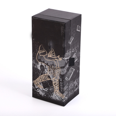 comprar Caixa magnética rígida decorativa da garrafa de vinho do espírito da vodca da garrafa da folha de prata da caixa de presente única online manufacture