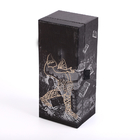 Caixa magnética rígida decorativa da garrafa de vinho do espírito da vodca da garrafa da folha de prata da caixa de presente única