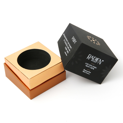 Caixas de empacotamento cosméticas pretas com folha de ouro Logo White Interior