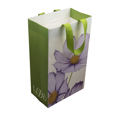 Sacola de papel reutilizável laminada com alça para compras e presentes com logotipo personalizado