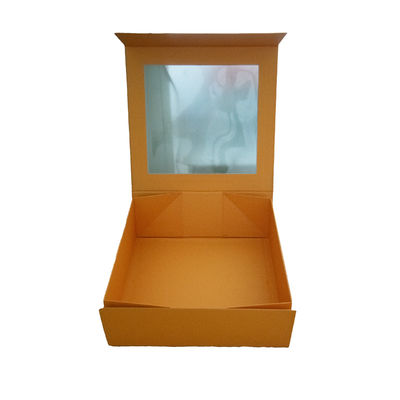 Caixa de presente de luxo de papelão rígido reciclado com logotipo personalizado, janela de PVC transparente e fecho magnético