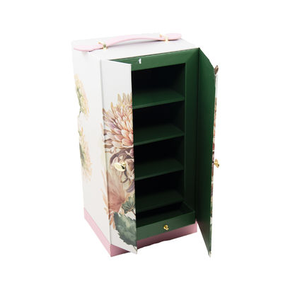 Caixa de Embalagem de Presente de Luxo com Porta Dupla Aberta e Design Personalizado Elegante com Alça de Couro