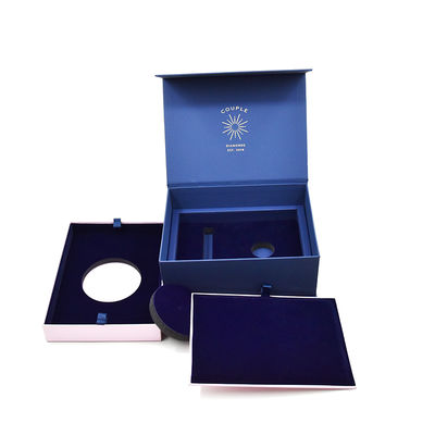 Premium Luxury Blue Matte Rigid Cardboard Caixa Magnética Fechável de Presente com Inserto de Espuma